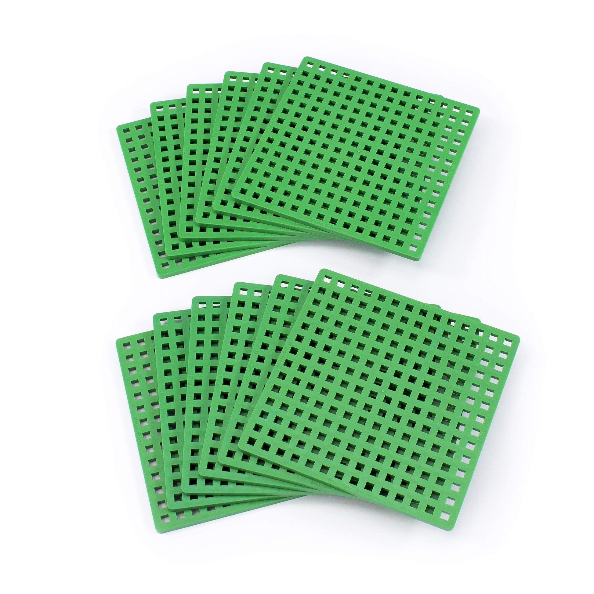 PLUS PLUS - Green Baseplate, 12 Pack - Base Accessory for Building and displaying Creations, 4.5 X 4.5 inches, Construction Buil