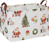 CLOCOR Collapsible Fabric Storage Container, Waterproof Toy Bin with Handles, Gift Basket (Watercolor Christmas)