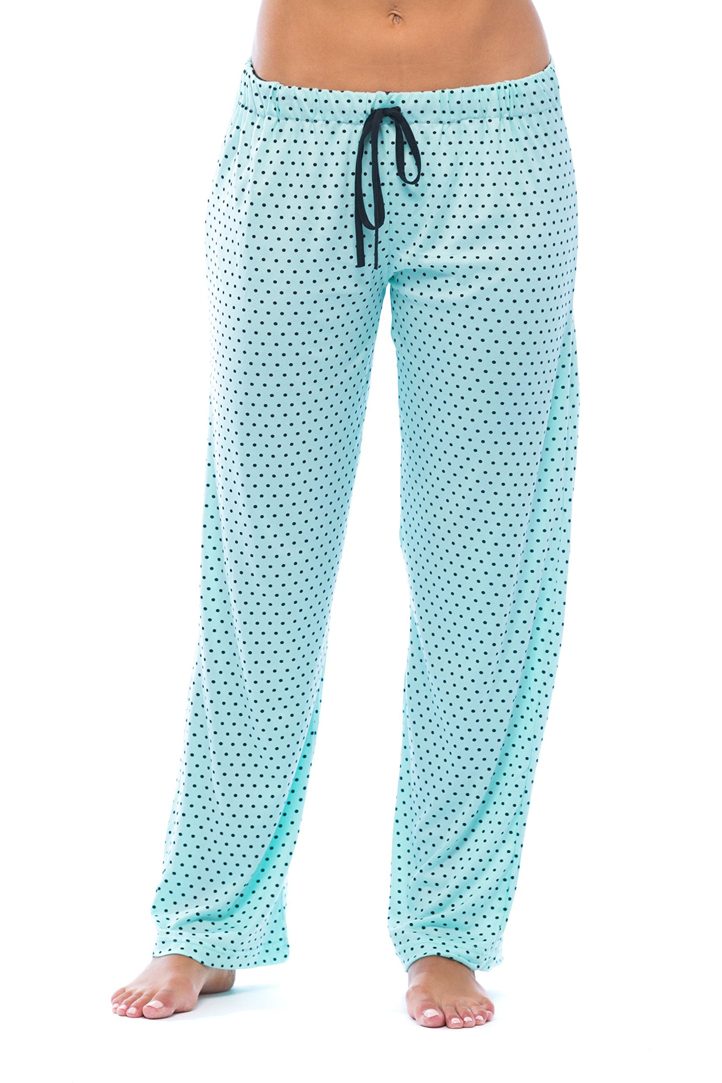 6332-Aqa-1X Just Love Women Pajama Pants - Pjs - Sleepwear,Aqua With Black Dots,1X Plus