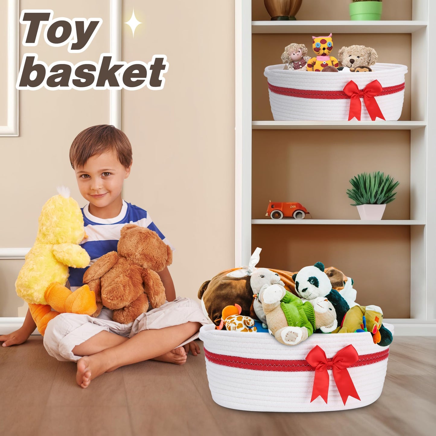 Yeeeasy Gift Basket With Bow And Gift Bag Simplicity Home Decor Rope Basket For Gifts Empty 13.5' X 8.5' X 5.5' Storage Baske