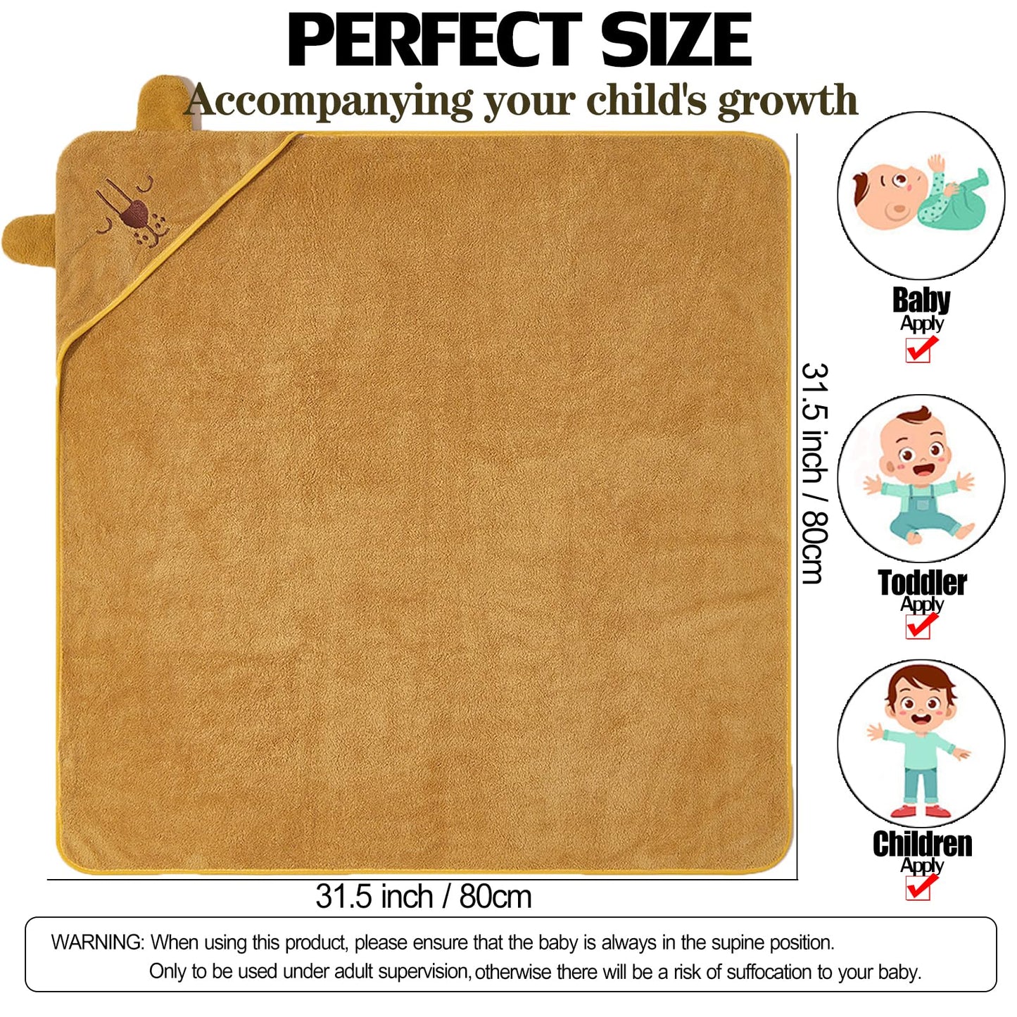 Klhyit Baby Bath Towel With Hooded 4Pack Absorbent Soft Hooded Towel For Newborns Unisex 31.5X31.5 In Bath Towel Set Gift For Ba