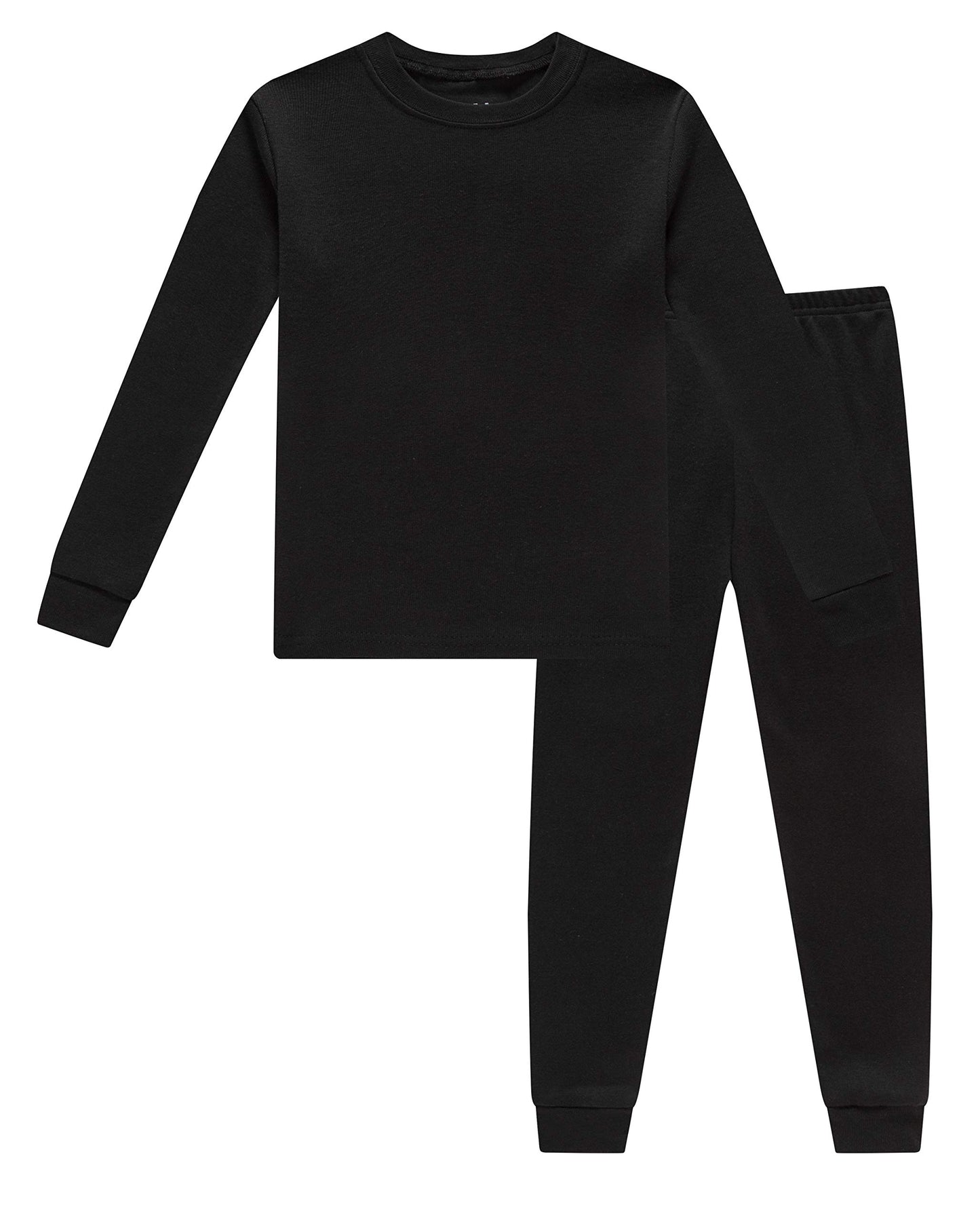 Boys Girls Kids Jammiess Solid Colors 2 Piece Jammies Set Cotton Black Size 14