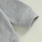Lesimsam Toddler Baby Boy Valentine'S Day Outfit Letter Embroidery Long Sleeve Waffle Knit Sweatshirt And Pants Set(Gray, 0-6 Mo