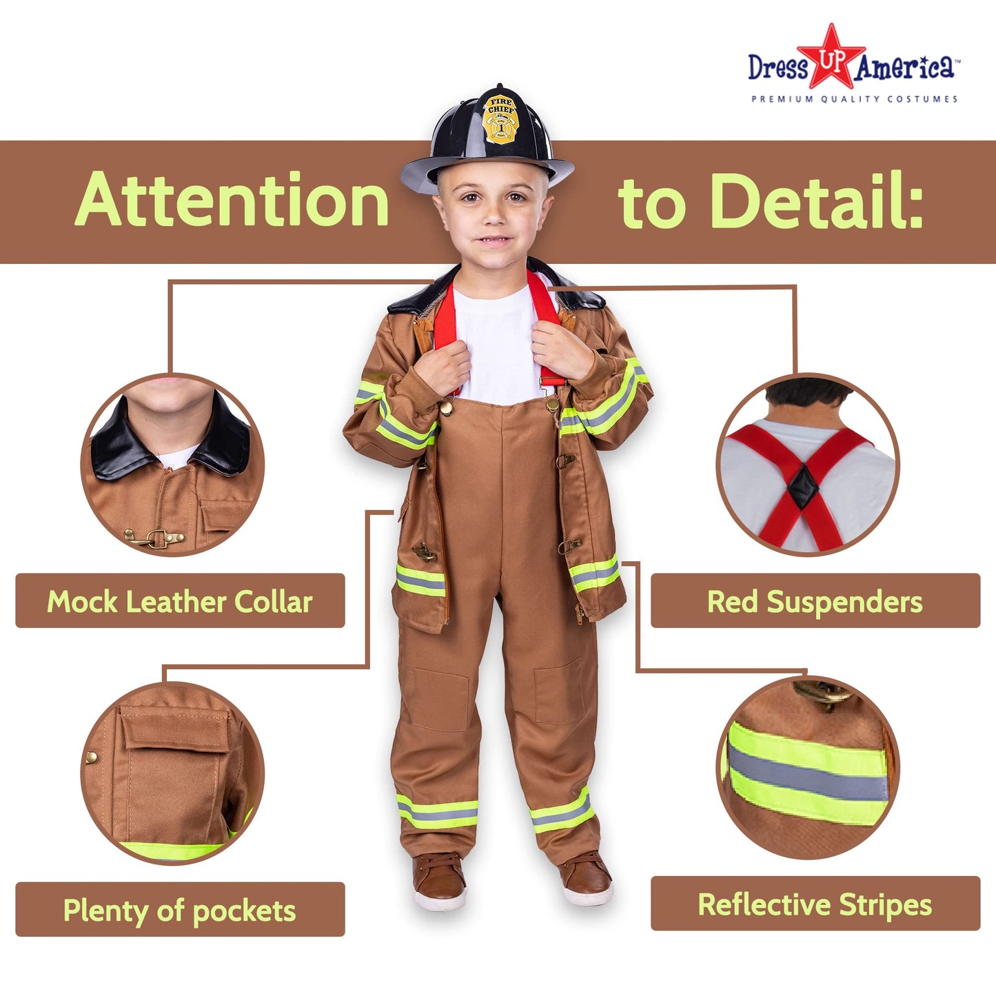 Dress Up America Fireman Costume For Kids - Role Play Firefighter Costume