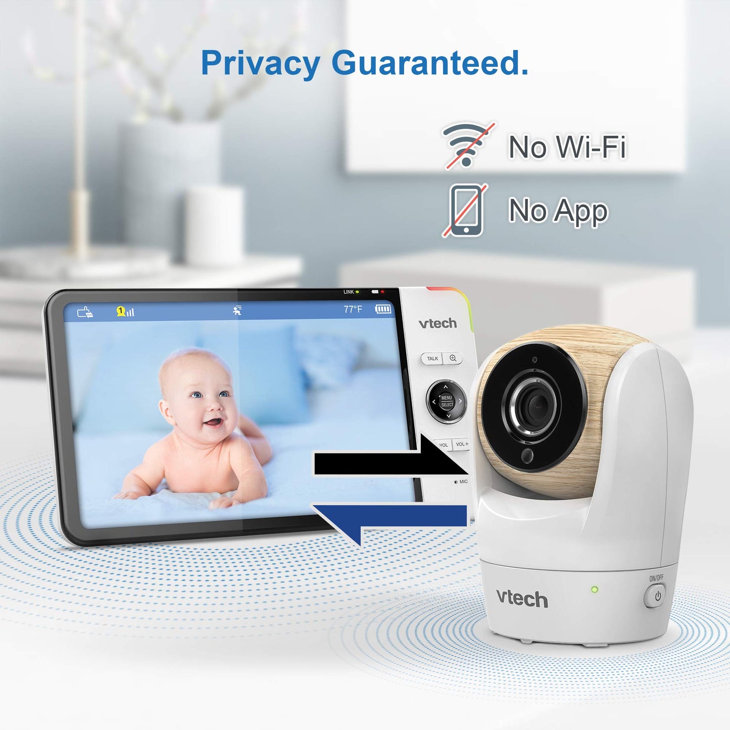 Vtech Vm919Hd (Upgraded) Video Monitor With 7'' 720P Screen,360 Panoramic Viewing, 110 Wide-Angle View,Night Vision, Up To 1000F