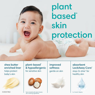 Pampers Baby Diapers - Pure Protection - Size 1, 132 Count, For Up To 100% Leakproof, Premium Plant-Based Skin Protection