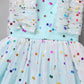 Ibtom Castle Baby Girl Blue Dress: Flower Girl Dress Toddler Sequin Birthday Cake Smash Infant Ruffled Polka Dots Embroidered We