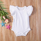 Infant Baby Girl Basic Ruffle Short Sleeve Cotton Romper Bodysuit Tops Clothes (White, 0-3 Months)