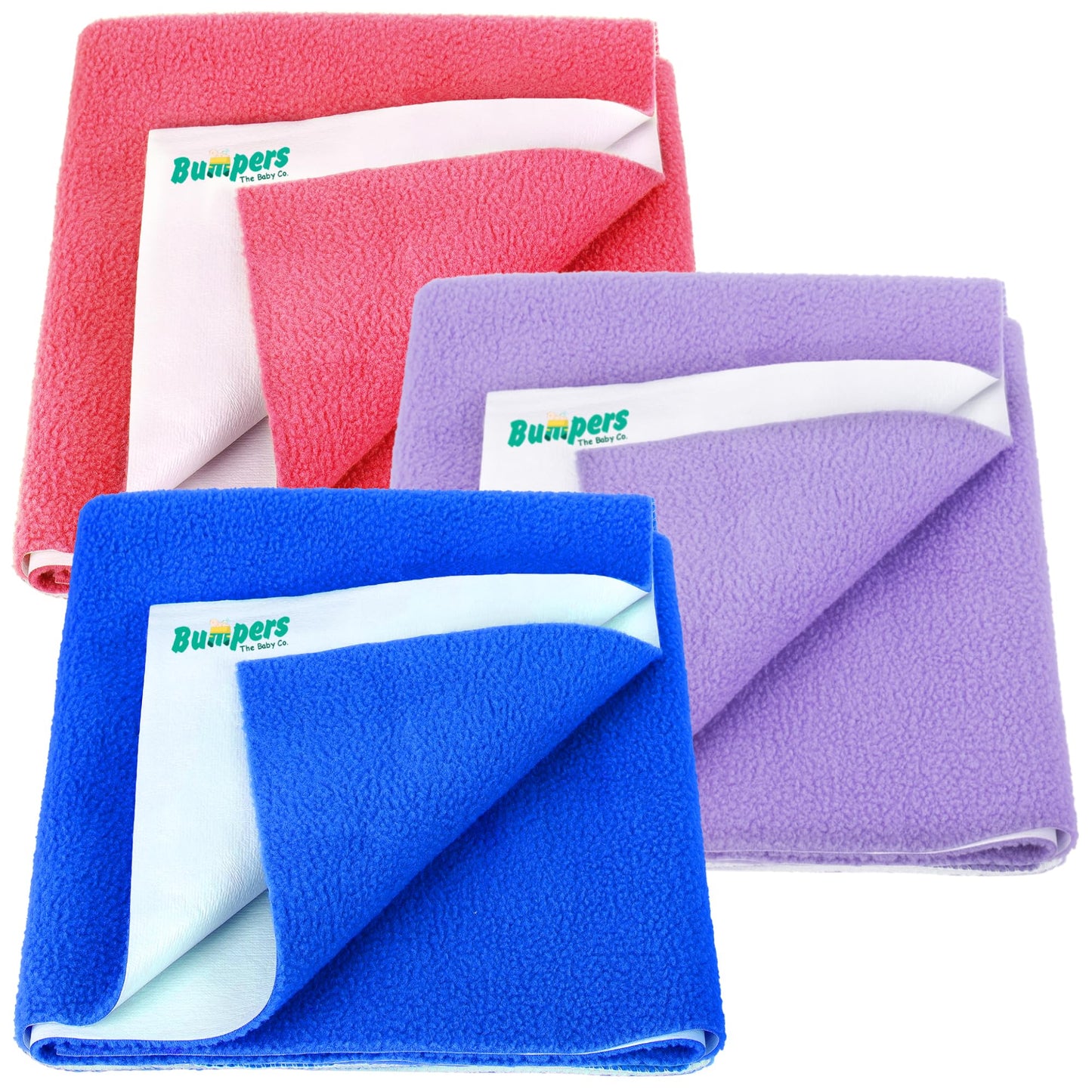 Bumpers AntiPiling Quick Dry & Absorbent Sheet Polycotton Baby Bed Protecting Waterproof Mat (Royal Blue, Violet, Salmon Rose, 