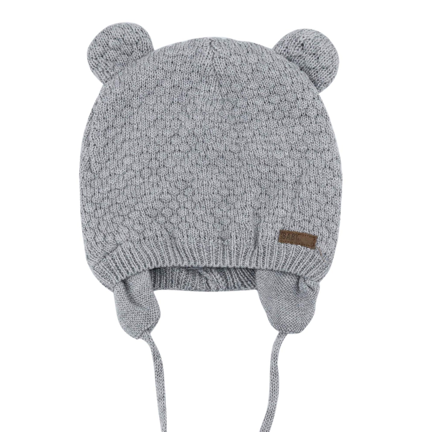 Bestjybt Baby Hat Cute Bear Infant Toddler Earflap Fleece Lined Beanie Warm Caps For Fall Winter (Grey-B, 0-6 Months)