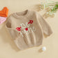 Nokpsedcb Baby Girl Cute Long Sleeve Heart Flowers Embroidery Oversized Sweater Toddler Valentine Outfit (Khaki Be Mine, 18-24 M