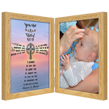 Kullder Baptism Gift For Baby Boy Or Girl Personalized Baptism Frame Godchild Praying Gift 5X7 Double Frame For Christening Show