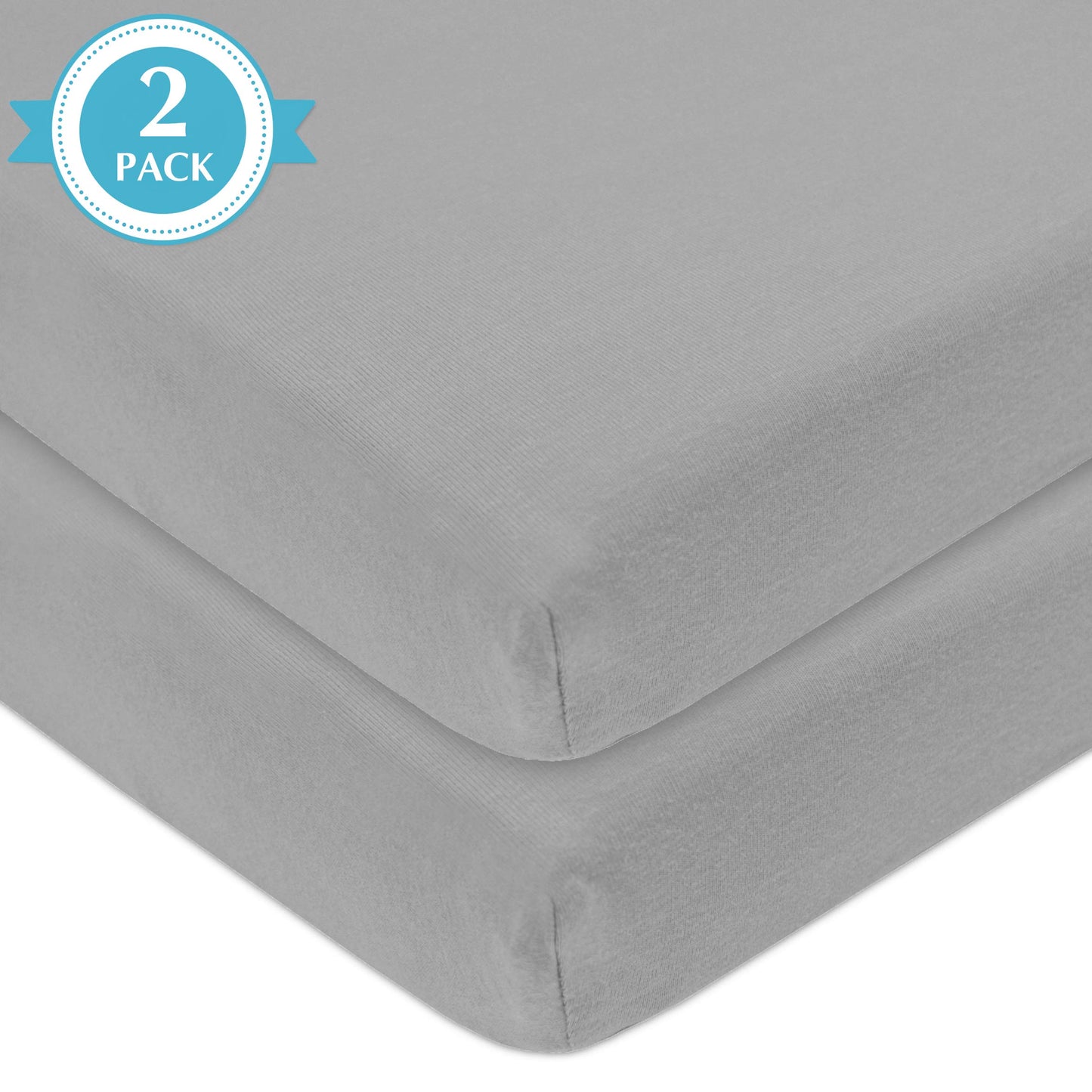 American Baby Company 2 Pack 100% Natural Cotton Fitted Pack and Play Sheets 39 x 27 - Soft & Breathable Pack N Play Sheets for