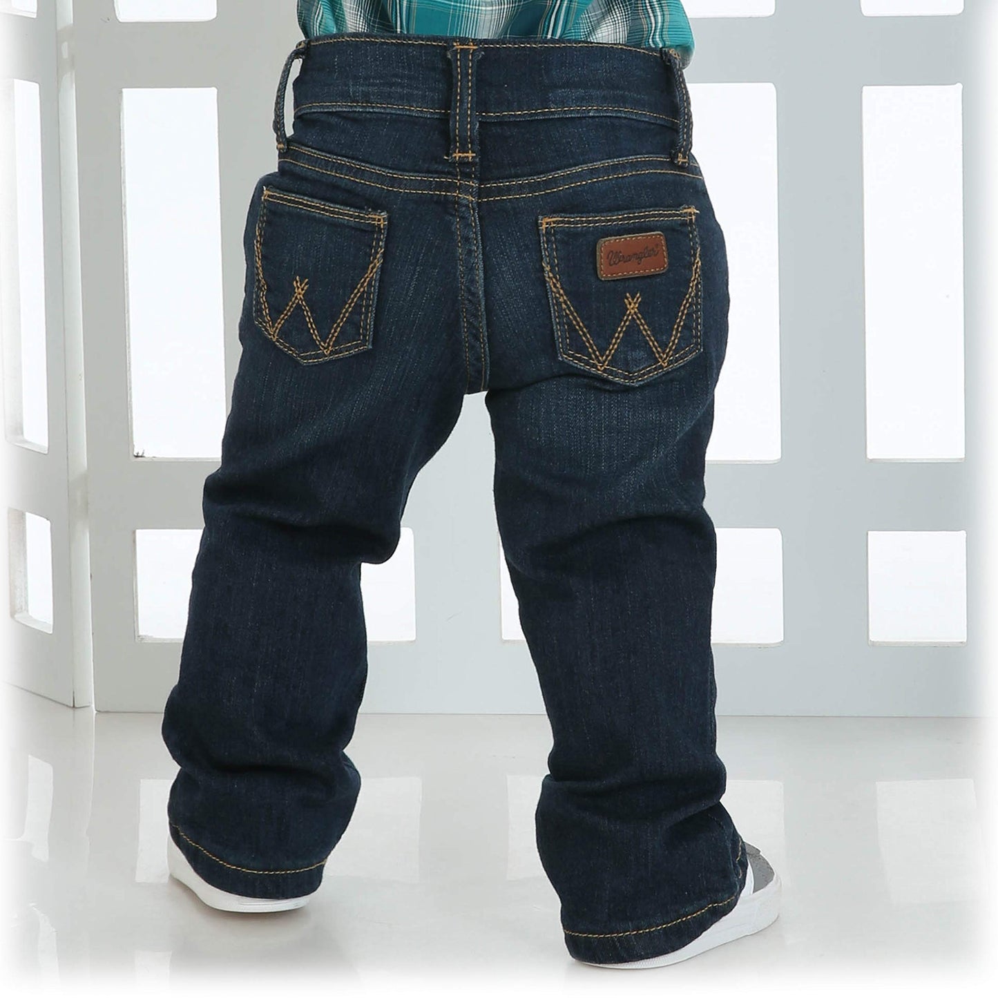 Wrangler Baby Boys' Five Pocket Boot Cut Jean, Dark Blue, 12 Months