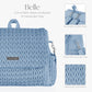 Hannah & Sophia Belle Convertible Baby Diaper Backpack & Bag In Moonmist Blue, Large Size, Dual Sided Water Resistant Changing M