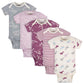 Grow By Gerber Baby Girls 5-Pack Short-Sleeve Onesies Bodysuits, Grey/Pink/Ivory, 3-6 Months