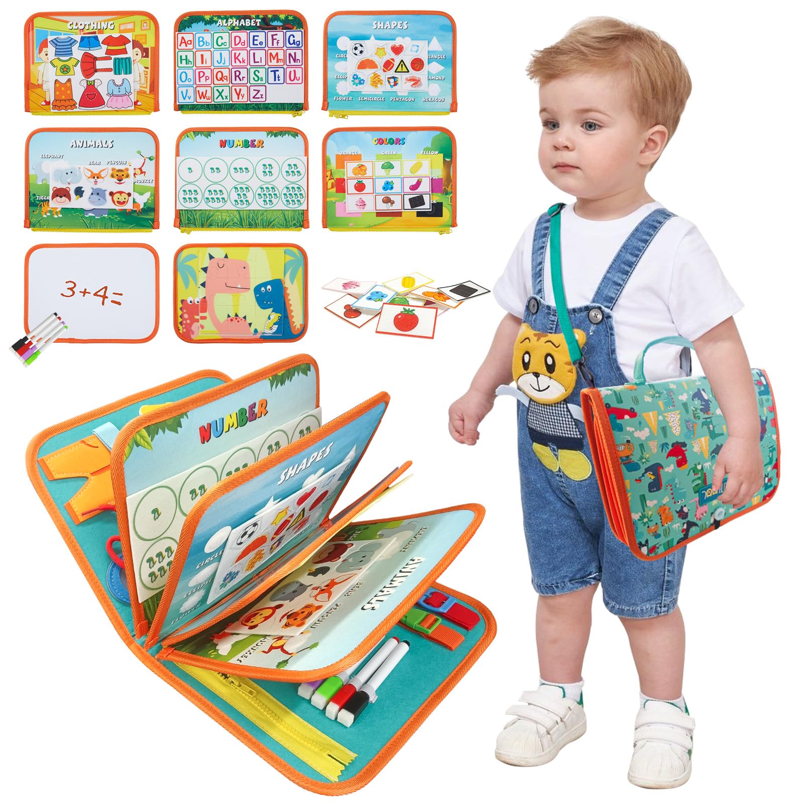 TUNJILOOL Montessori Toys for 3+ Year Old Boy & Girl Sensory Toddlers Busy Board Book Learning & Education Toys Birthday Gifts T