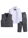 Jeetethnics Boys Grey Checked Waistcoat Set With Shirt And Trousers (6035Xh)