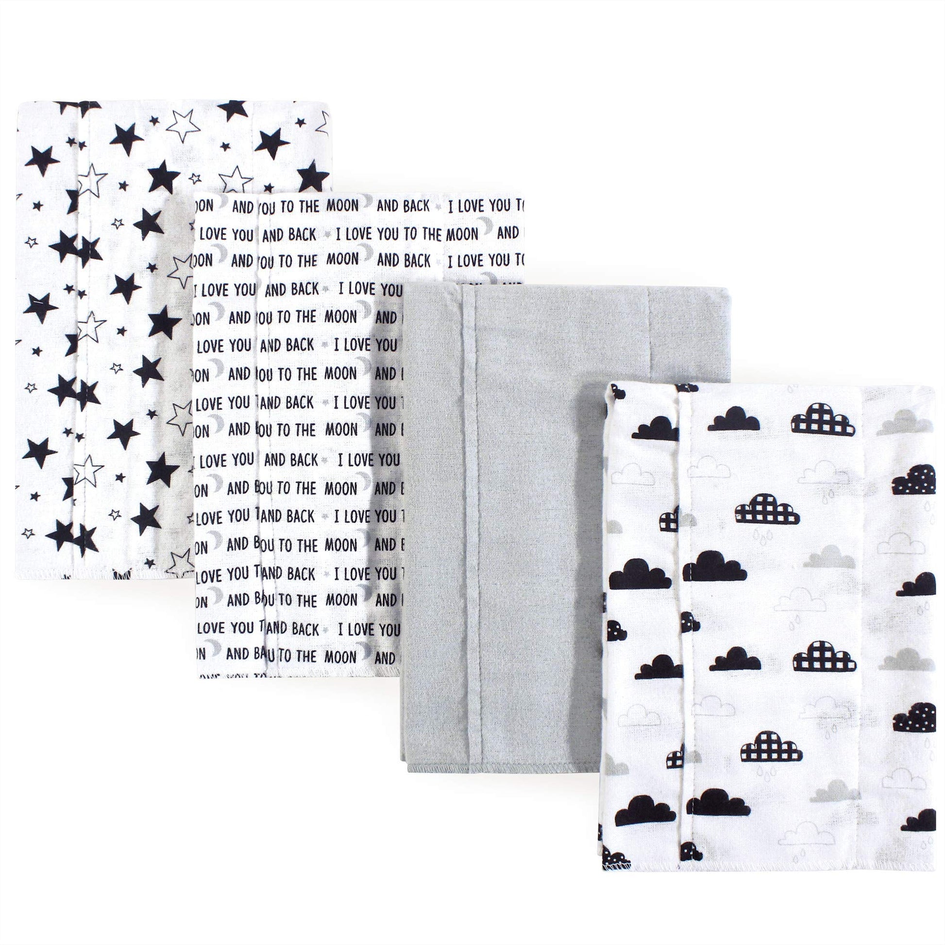 Hudson Baby Unisex Baby Cotton Flannel Burp Cloths, Moon And Back, One Size