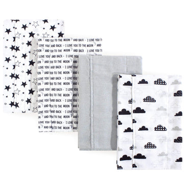 Hudson Baby Unisex Baby Cotton Flannel Burp Cloths, Moon And Back, One Size