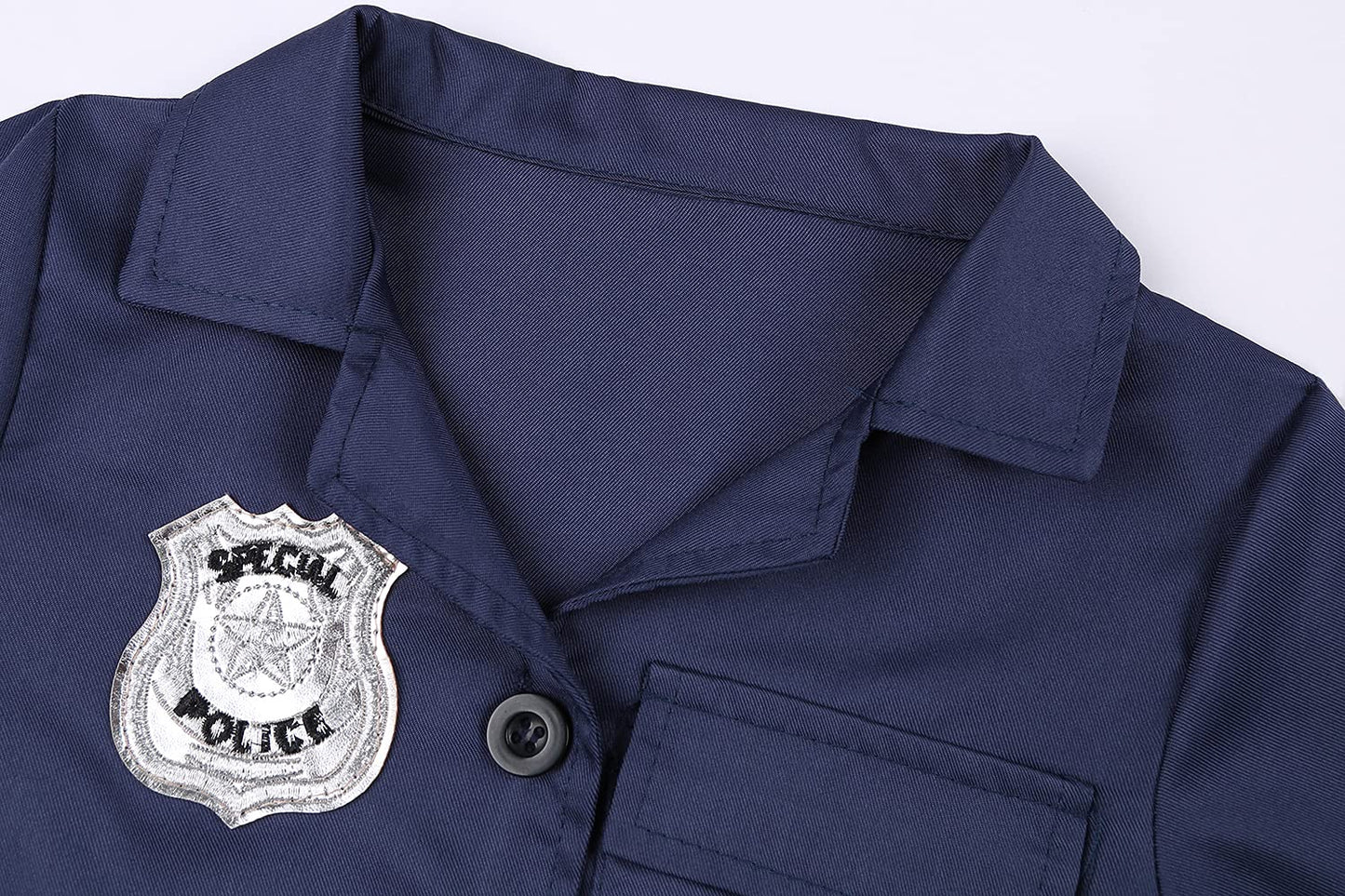 Viyorshop Girls Police Officer Costume Kids Cop Outfit For Halloween Role Play Dress Up With Badge Necklace (7-8 Years)