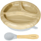 Abiie Octopod Bamboo Dish - Kids Plates for 4 months and up, 3-Compartment Baby Plates with Suction, Round Bamboo Baby Plate, Me