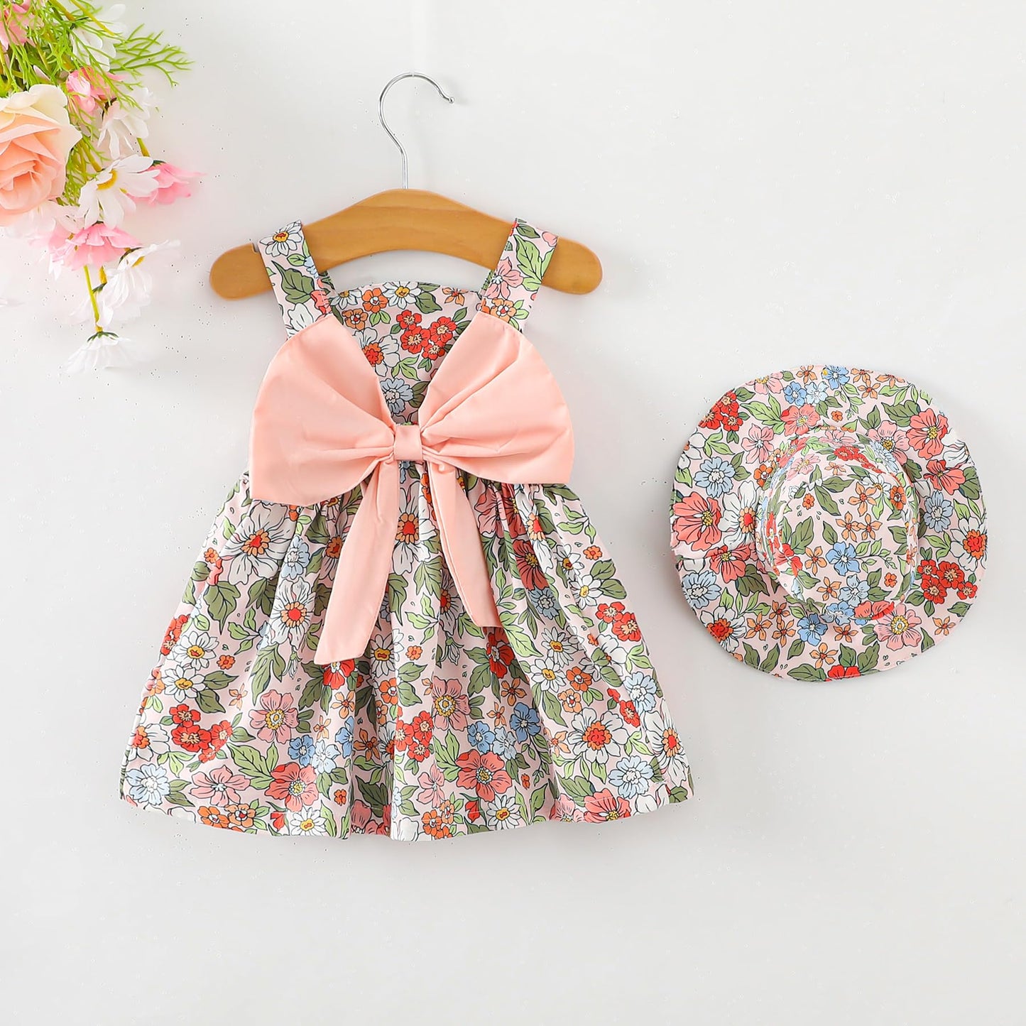 Infant Baby Girl Dress Toddler Girl Clothes Halter Backless Sleeveless Flower Sundress Summer Dresses For Girl 6-12M