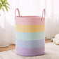 MOJOSCEND Rainbow Girls Kids Hamper Laundry Basket for Baby Nursery Clothes Blanket Basket for Toy Pastel Unicorn Woven Rope Ham