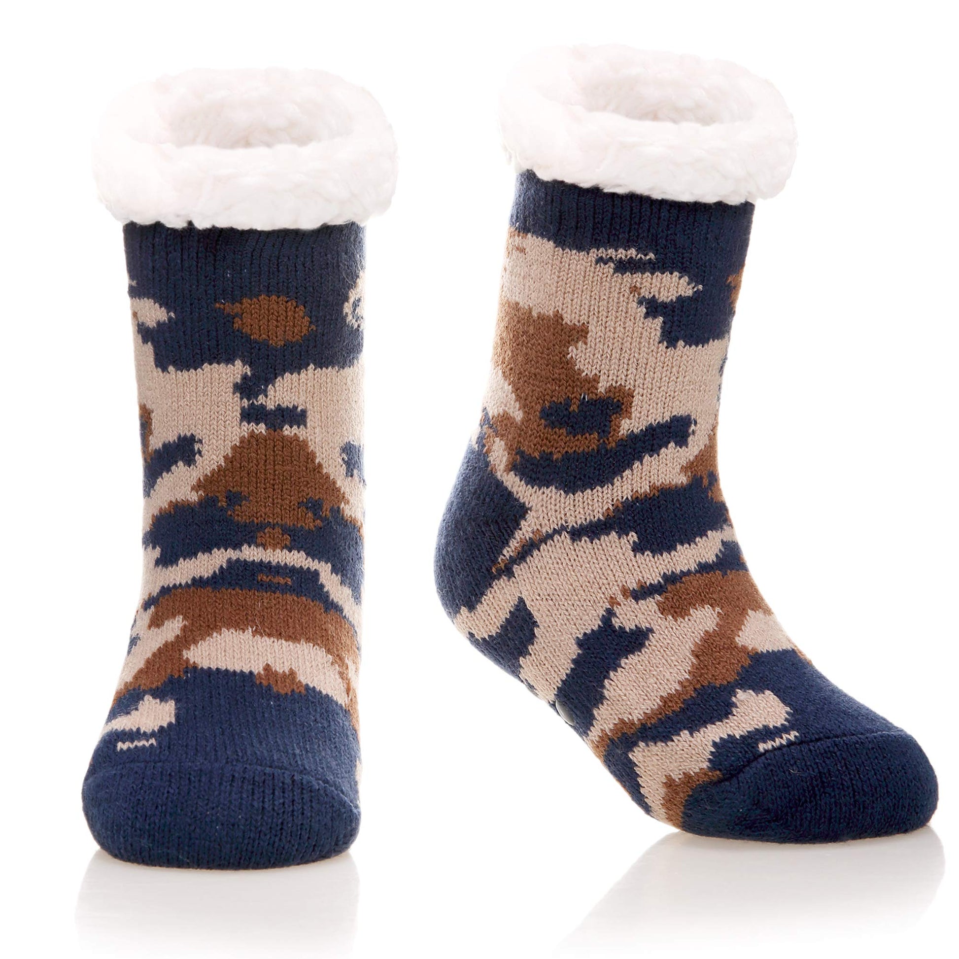 Kids Boys Girls Fuzzy Slipper Socks Soft Warm Thick Fleece Lined Christmas Stockings For Child Toddler Winter Home Socks (Blue C