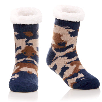 Kids Boys Girls Fuzzy Slipper Socks Soft Warm Thick Fleece Lined Christmas Stockings For Child Toddler Winter Home Socks (Blue C