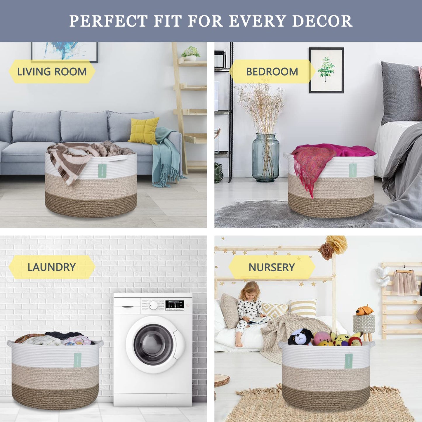 Bosroty Extra Large Blanket Basket 87L, Laundry Basket, Laundry Hamper, Xxxl Storage Basket, Woven Basket, Toy Basket, Clothes B