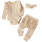 Fullfamous Infant Baby Girl Clothes Outfits,Fall Winter Romper Christmas Clothing Set 3-6 Months Ecru