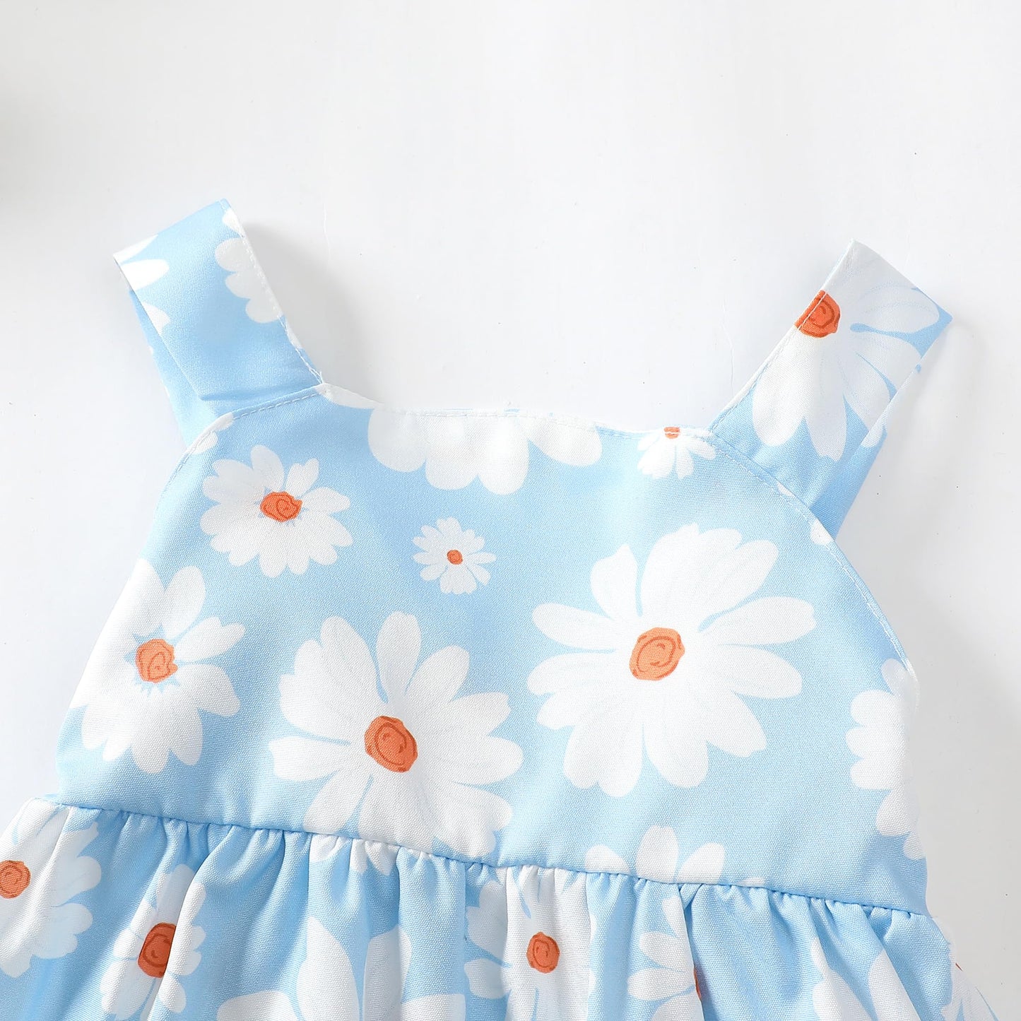 Baby Girl Dress Newborn Boho Summer Dress Halter Short Sleeve Daisy Dresses Blue Baby Outfit Set Infant Clothes For Girls 0-3 Mo