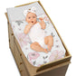 Blush Pink, Grey and White Changing Pad Cover for Watercolor Floral Collection by Sweet Jojo Designs