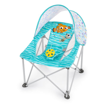 Bright Starts Disney Finding Nemo Pop 'N Chill Travel Seat, Indoor/Outdoor Use, Infant Seat With Upf 50+ Canopy, Blue, Ages 0-6