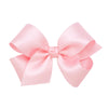 Wee Ones Girls' French Satin Hair Bow with a Knot Wrap Center, No-Slip Hair Clip, Handmade, Light Pink, Medium