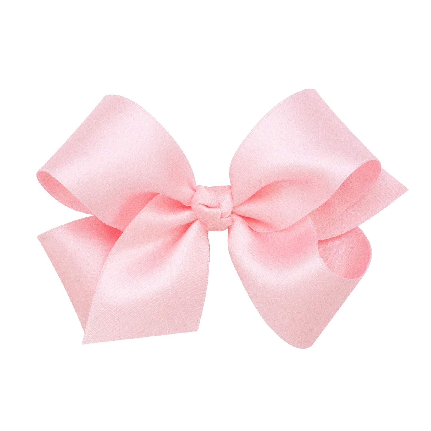 Wee Ones Girls' French Satin Hair Bow with a Knot Wrap Center, No-Slip Hair Clip, Handmade, Light Pink, Medium