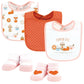 Hudson Baby Unisex Baby Cotton Bib And Sock Set, Pumpkin Spice, One Size