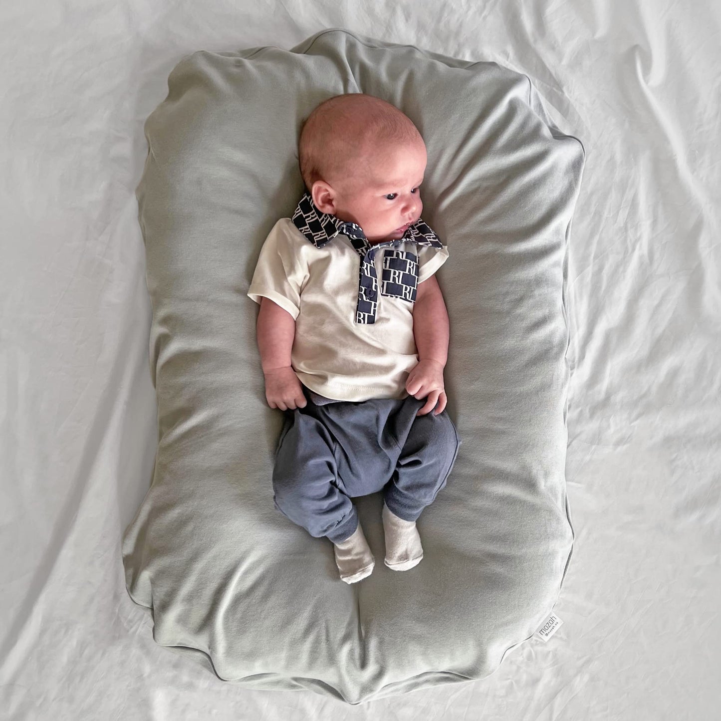 Mozah Newborn Lounger Cover - Soft Cotton Slipcover Fitting Most Infant Loungers And Baby Nest Loungers (Belgian Grey)