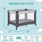 Dream On Me Nest Portable Playard in Grey with Carrybag an Shoulder Strap, Lightweight, Packable and Easy Setup Baby Playard, Br