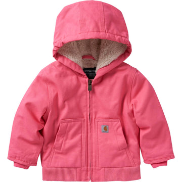 Carhartt Baby Girl'S Sherpa-Lined Hooded Canvas Zip-Up Jacket, Pink Lemonade