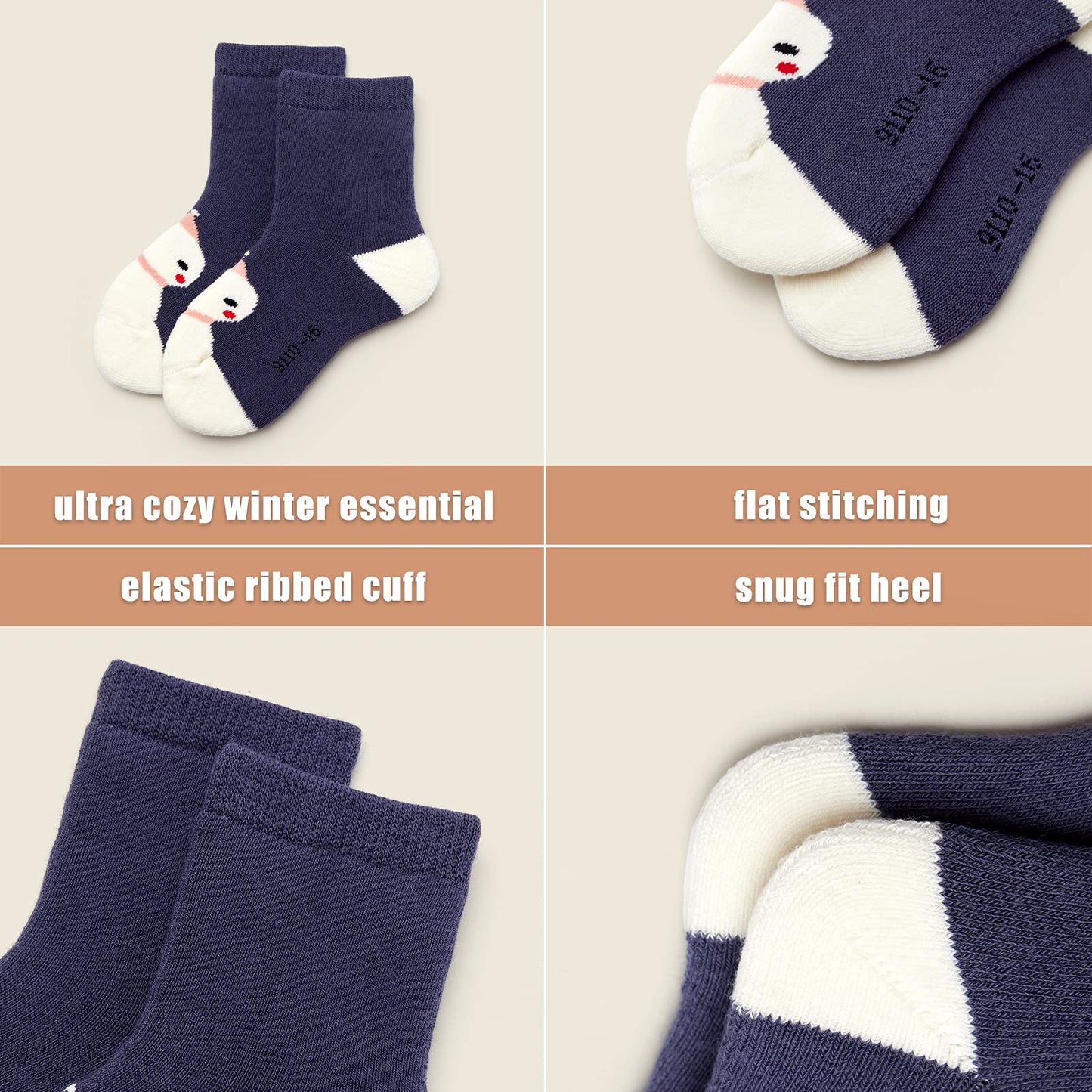 Howjojo Big Boys Girls Christmas Socks Kids Warm Socks Winter Thick Cotton Socks 6 Pack 10-12 Years