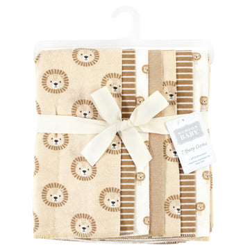 Hudson Baby Unisex Baby Cotton Flannel Burp Cloths, Brave Lion 7-Pack, One Size