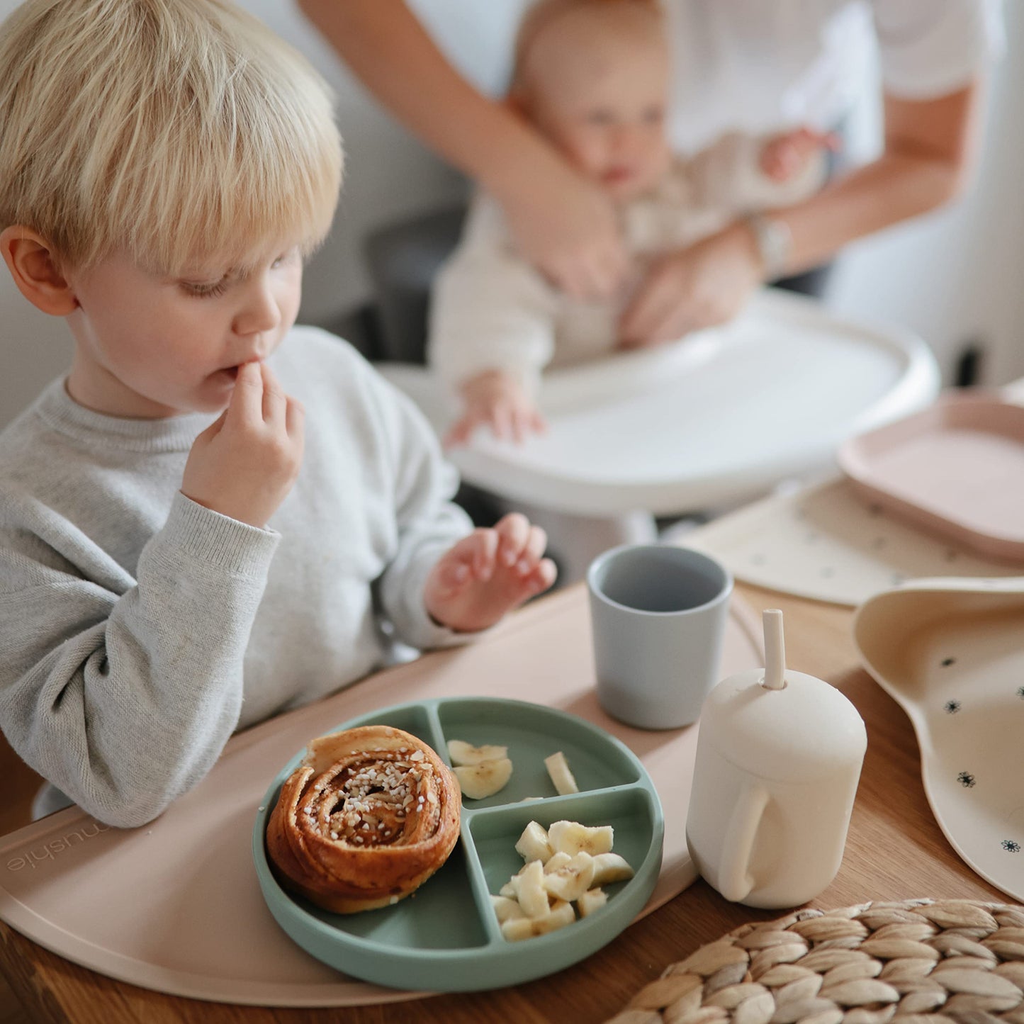 Mushie 100% Silicone Training Cup & Straw For Toddlers | 6 Months+ (Shifting Sand)