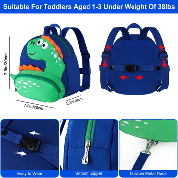 Accmor Toddler Harness Backpack Leash, Cute Dinosaur Backpacks With Anti Lost Wrist Link, Mini Child Leash Wristband Baby Protec
