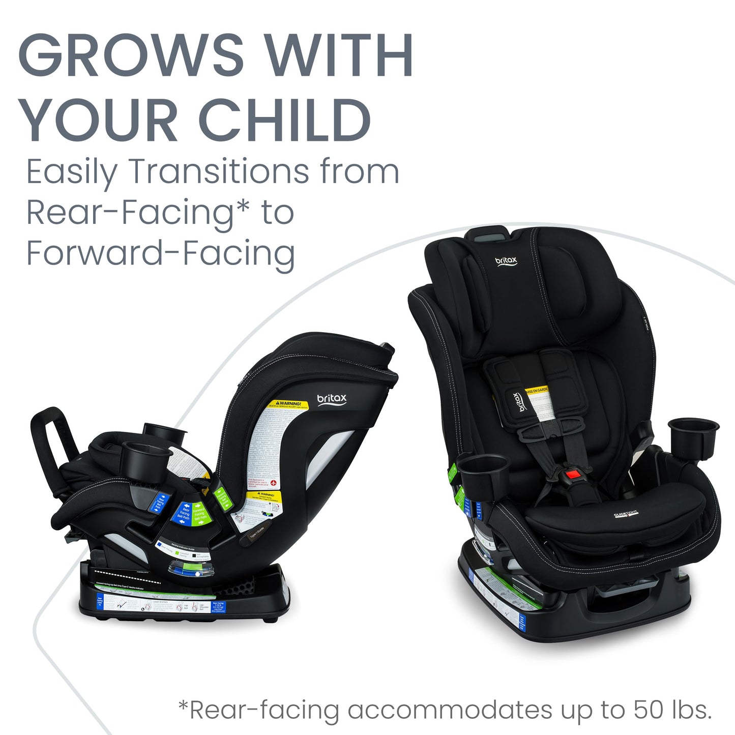 Britax Poplar S Convertible Car Seat, 2-In-1 Car Seat With Slim 17-Inch Design, Clicktight Technology, Onyx