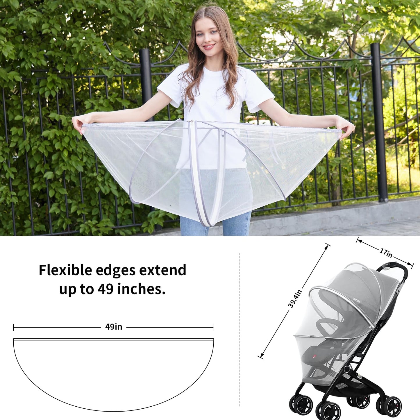 Duomi Mosquito Net For Stroller,Encrypted Stroller Mosquito Net Full Cover With Double Zipper,Breathable & Foldable Netting For