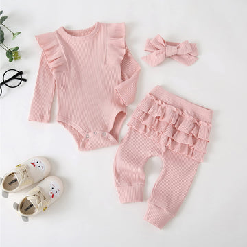 Fullfamous Infant Baby Girl Clothes Outfits,Fall Winter Romper Christmas Clothing Set 12-18 Months Pink