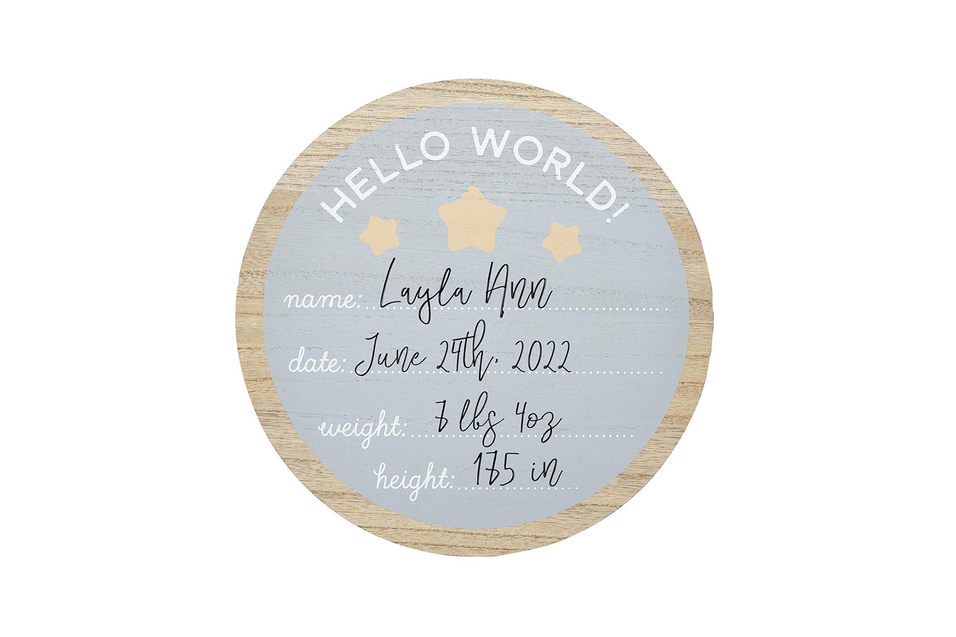 Kate & Milo Hello World Fill-In Wooden Photo Prop With Included Marker, Welcome Baby, New Baby Gift, Gender-Neutral Baby Decor