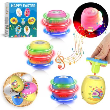Easter Eggs Toys For Kids, 6 Pack Spinning Tops Toys, Lighting & Singing Colorful Easter Eggs, Easter Toys Party Favor Easter Ba
